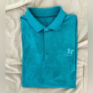 Men’s Bugatchi Kapalua Golf Shirt size medium, blue green color, 100% cotton,